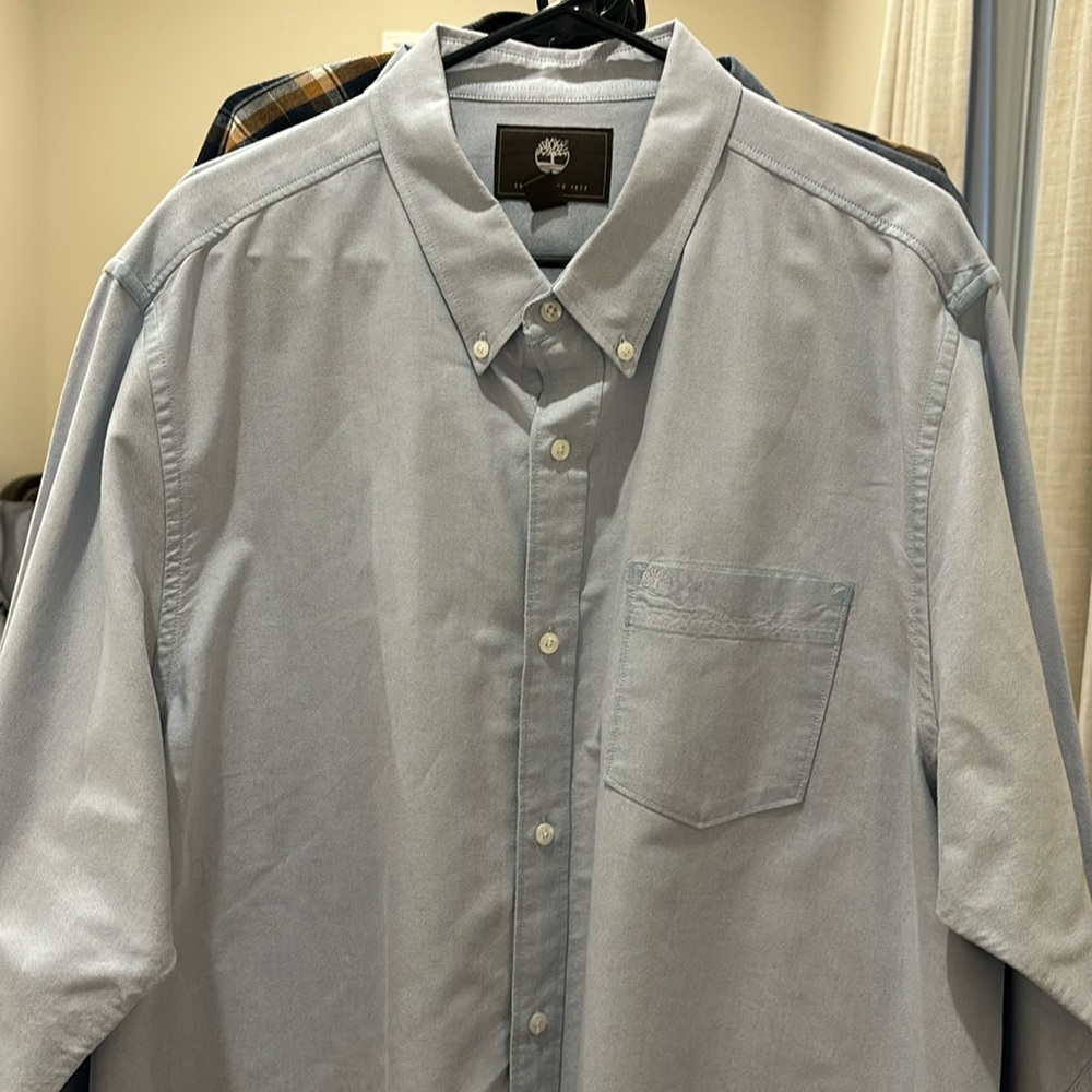 Timberland Long Sleeve Button Down Shirt, Blue  Size X-Large